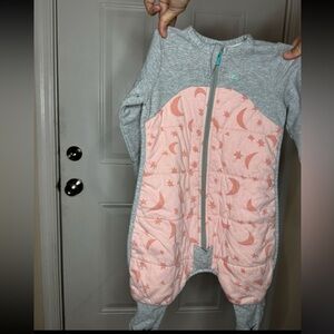 Gray and Pink Baby Sleep Sack with a fleece  with Moon and Star Pattern